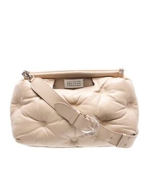 Maison Martin Margiela Cream Quilted Shoulder Bag with Clear Buckle